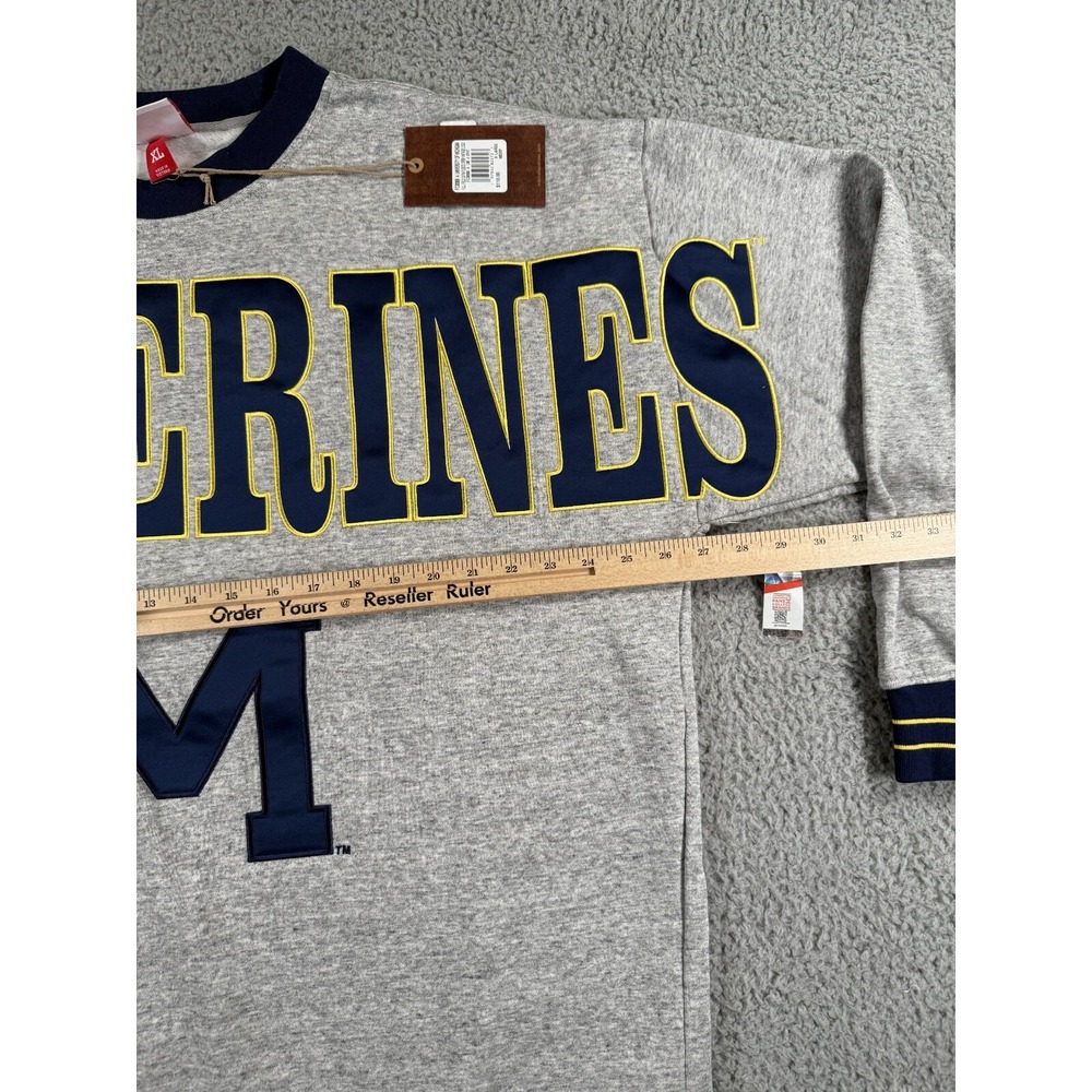 Mitchell Ness Michigan Wolverines Sweatshirt Mens XL Gray Full Field Fleece Y2K - Picture 3 of 11